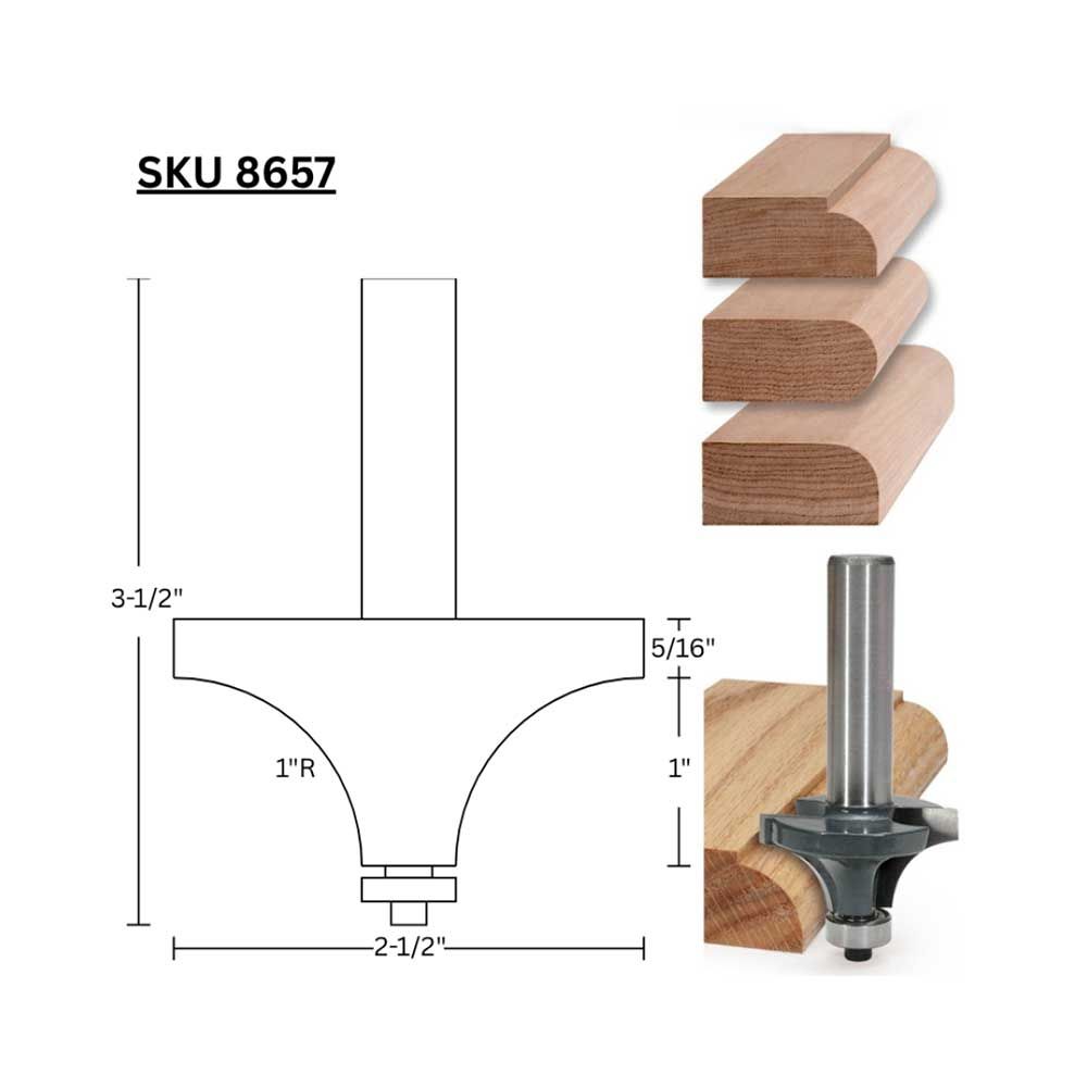 1"R Round Over, 1/2" Shank - (Freud 34-132)