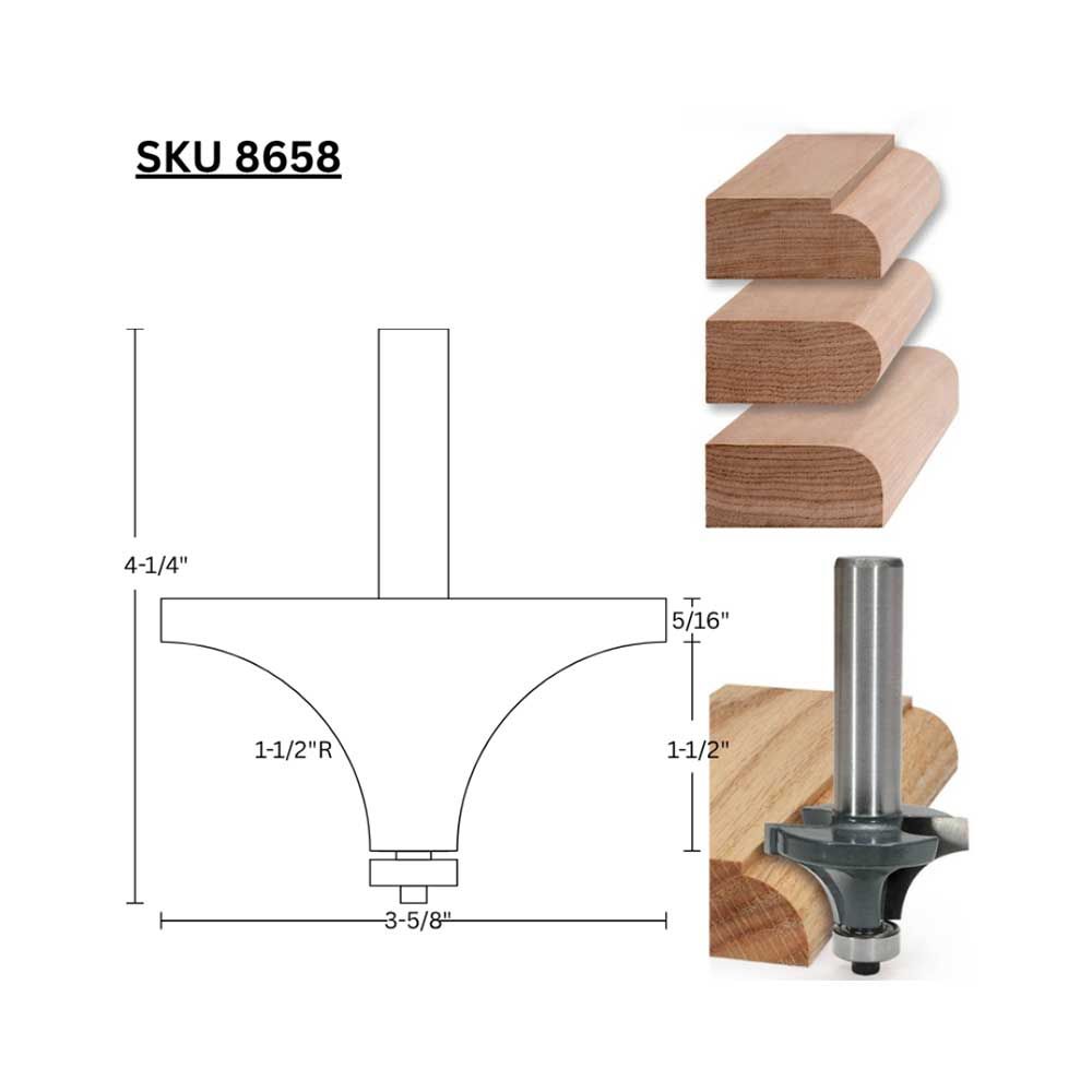 1-1/2"R Round Over, 1/2" Shank - (Freud 34-140)