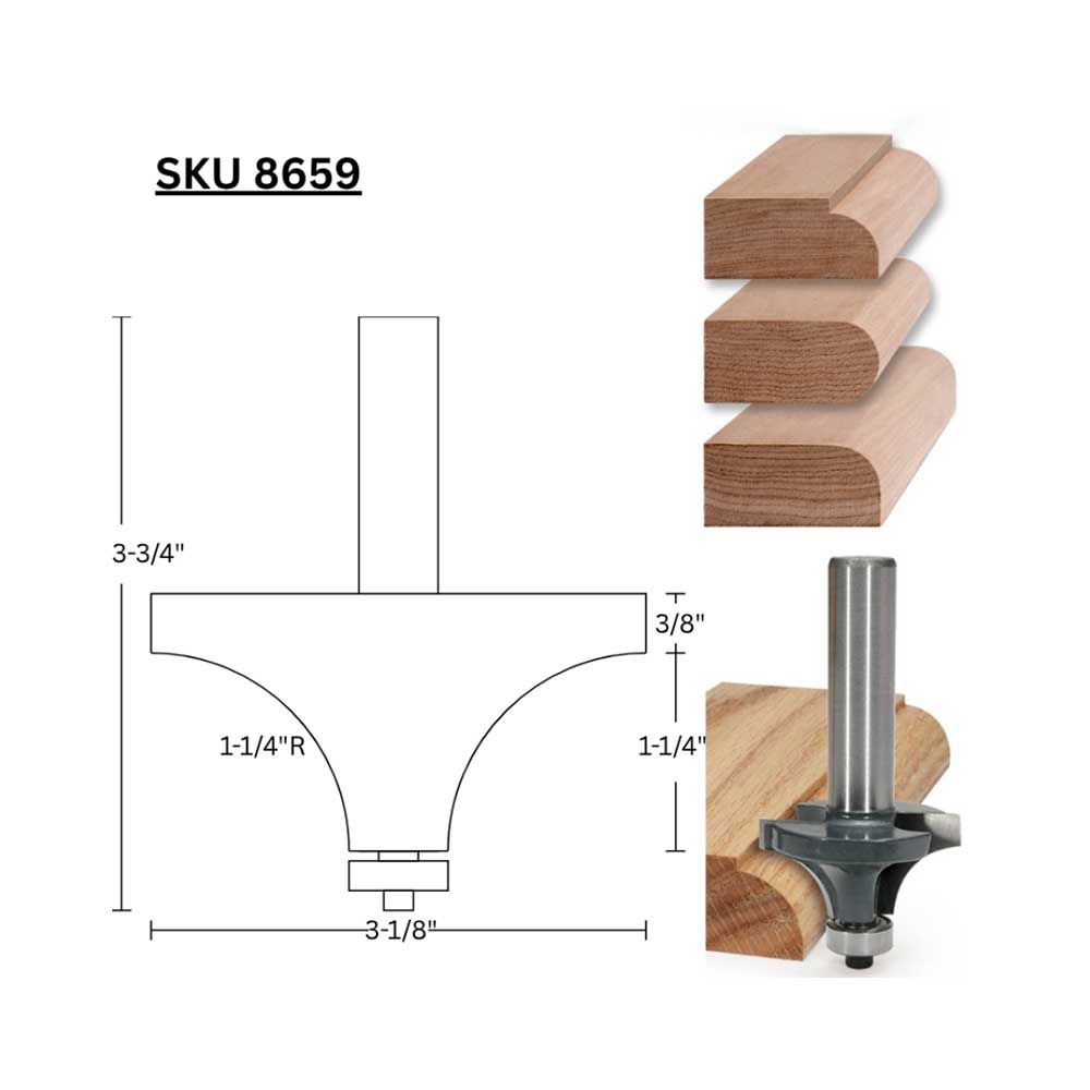 1-1/4"R Round Over, 1/2" Shank - (Freud 34-136)
