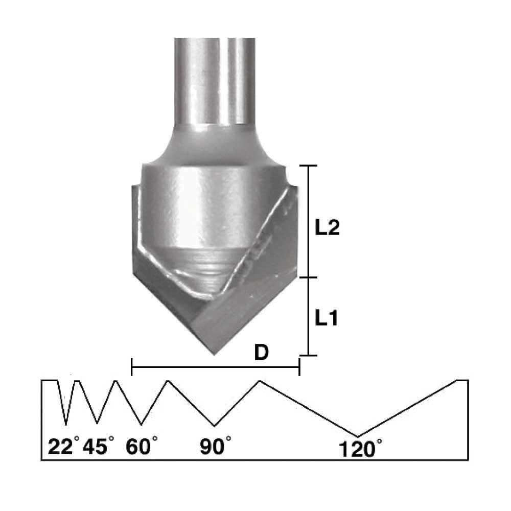 Solid Carbide V-Groove 22 Deg. 1/4"
