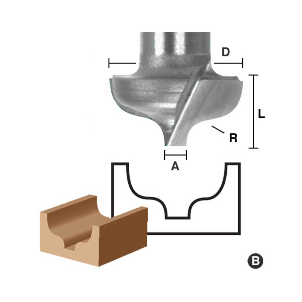 Plunge Ogee 1/8 Radius X 1/4" Shk