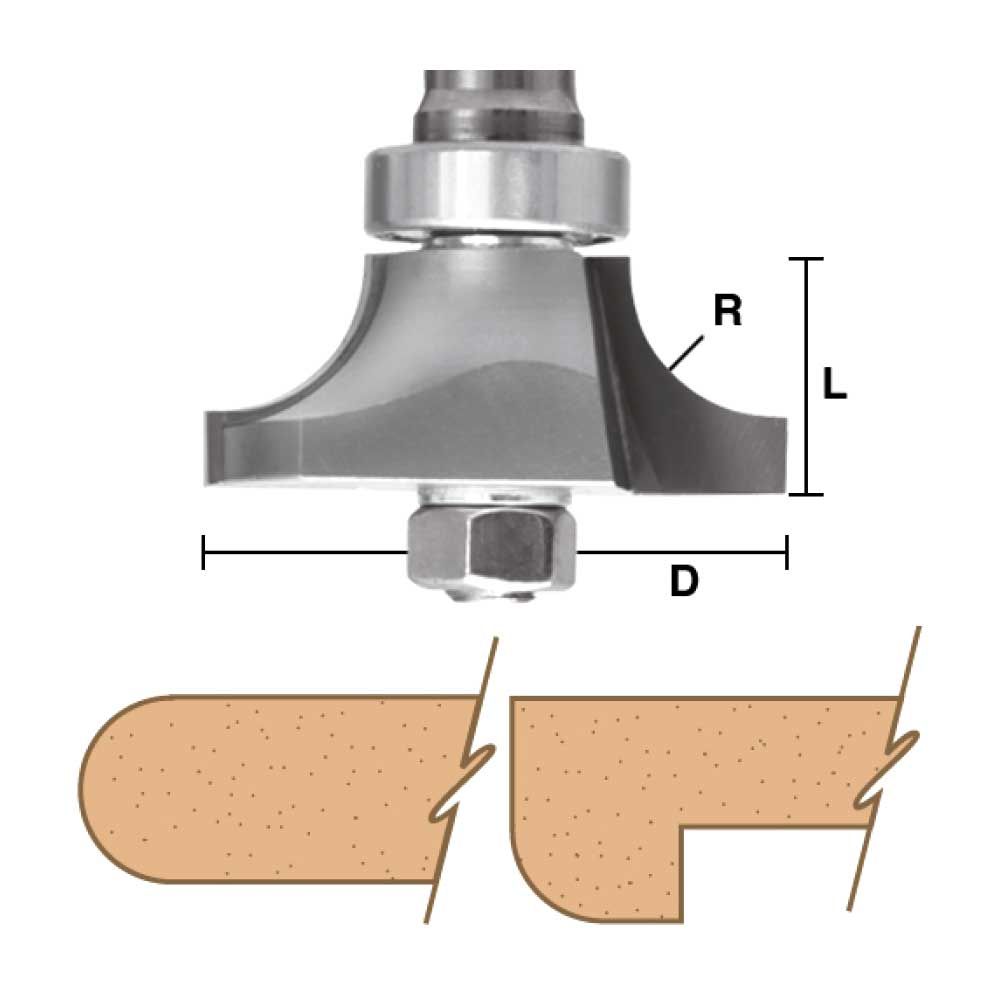 Roundunder  1/2" Radius  X 1/2" Shank
