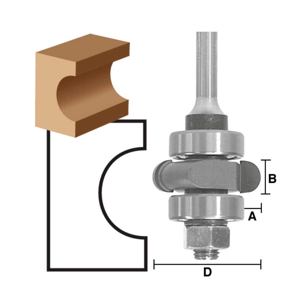 Flute Cutter Assembly 3/16"Radius  X 1/2"Shank