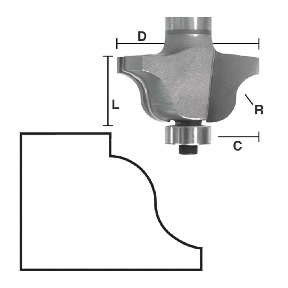 Roman Ogee 1/4"Radius X 1/2" Shank