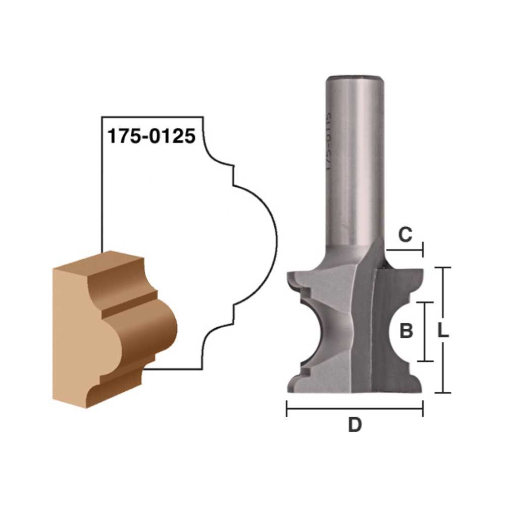 Astragal - 7/8" Bead 1-5/8" CL 1/2" Shank