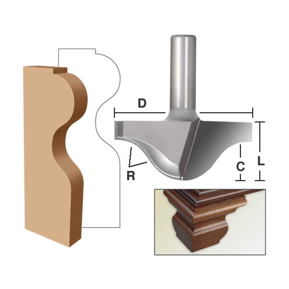 Ogee Foot Mold 3/4"R-1/2"Shk