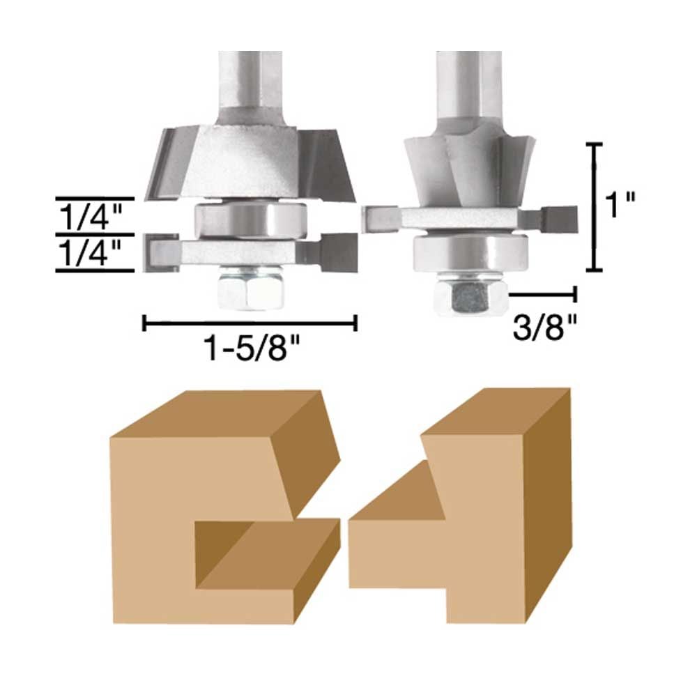 7/32" Plywood Stile & Rail Set 15 Deg. Shaker Bevel 1/2" Shank