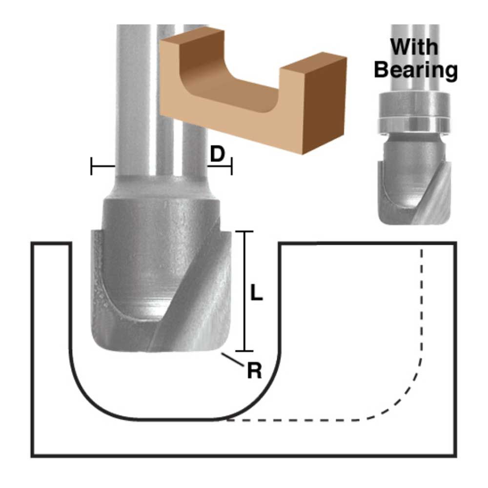 Dish Cutter 1-1/4" X 1/2" Shank w/ top bearing