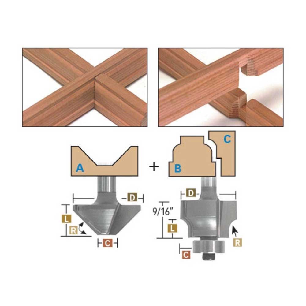 3 Piece 3/16" R 9/32" HMullion Set - 1/2" Shank X