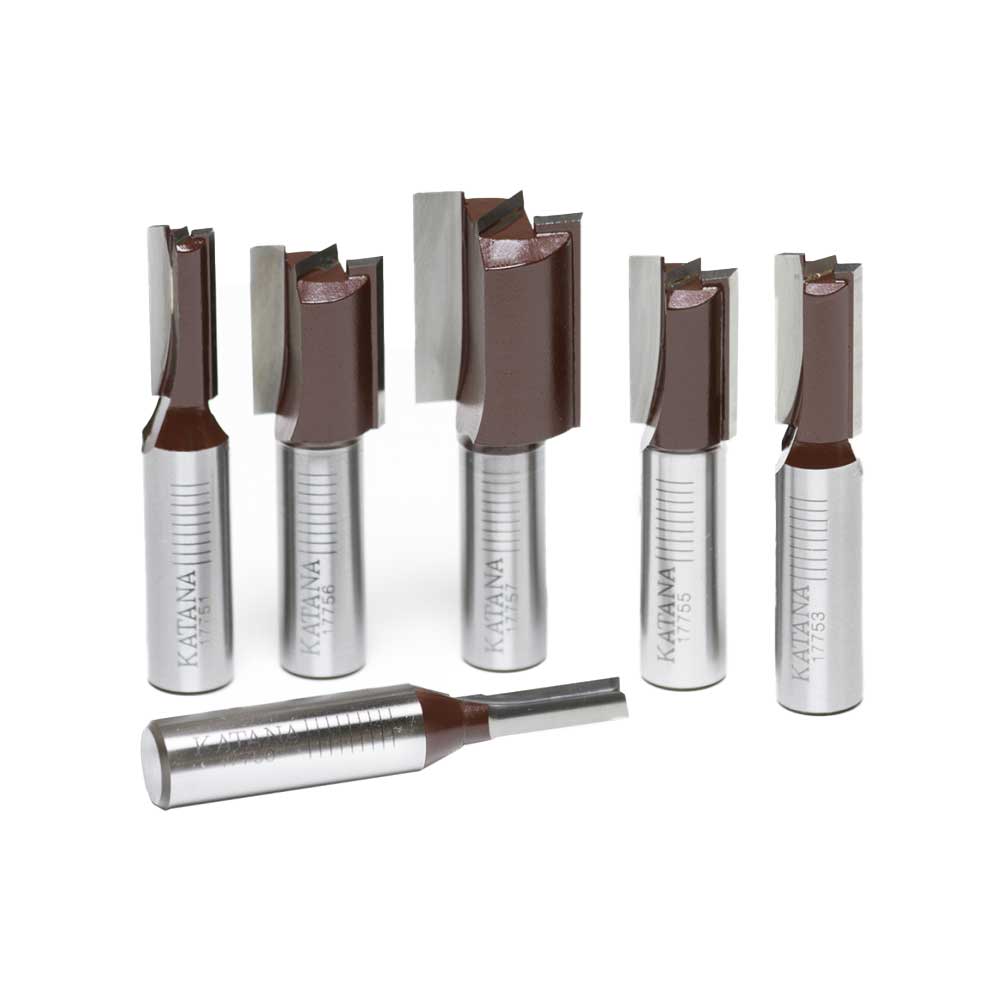 6pc Straight Bit Set,1/2"Shank