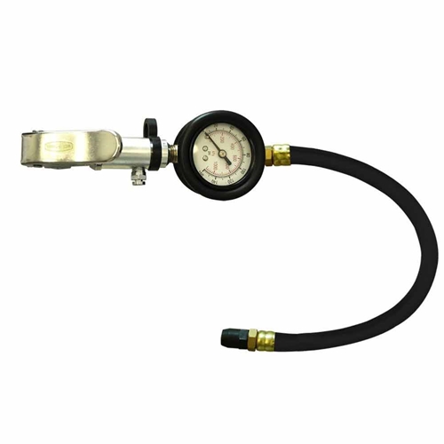 Heavy-Duty Tire Inflator TF7000 With T42 Lock-On Chuck & 2” Analog Dial – 12” Steel Braided Rhino Rubber Hose