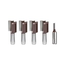 5 Piece Plunge Straight Router Bit Set, 1/2" Shank