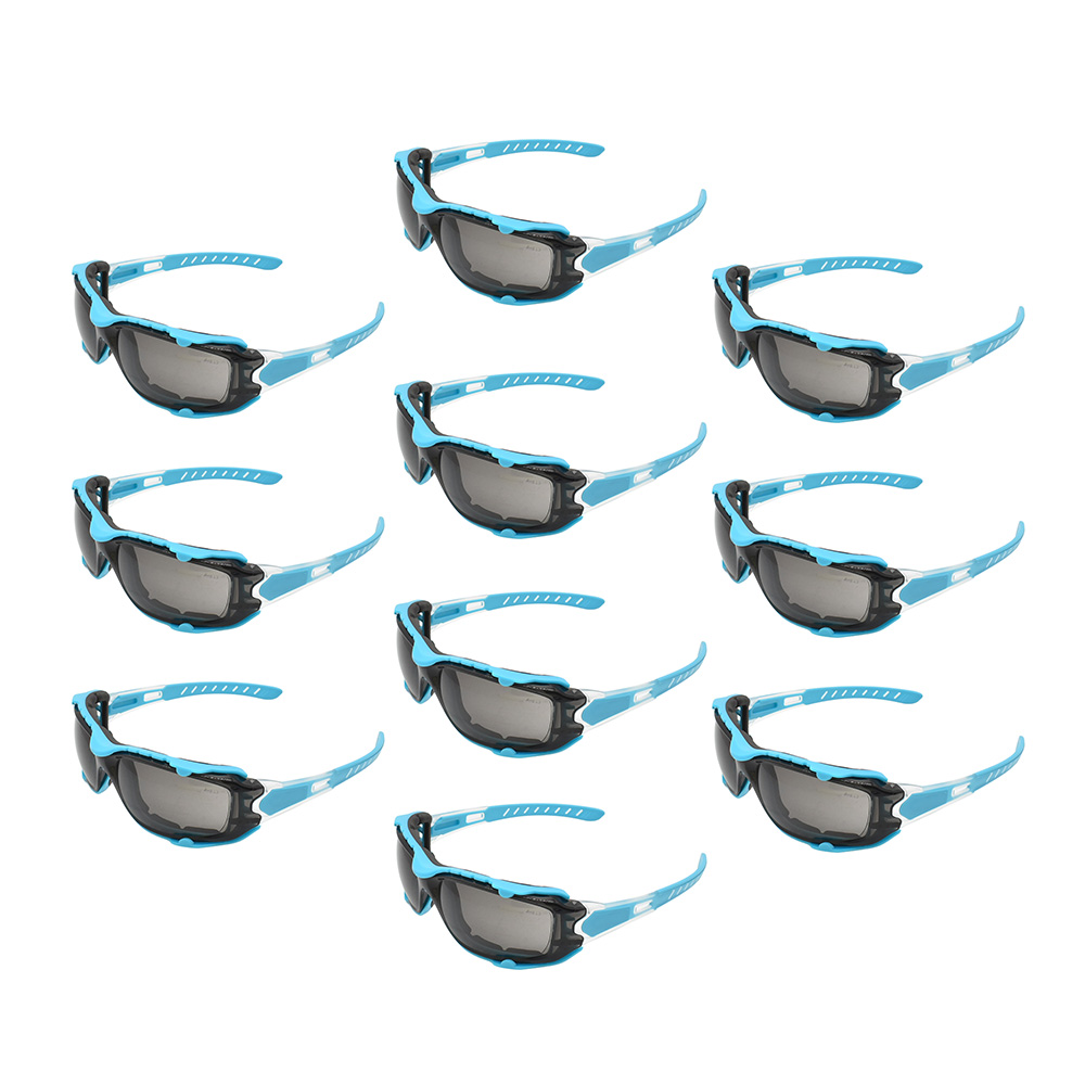 Full-Seal Safety Glasses with Category 3 Smoke Lens & Removable Gasket - Blue (10/Box)