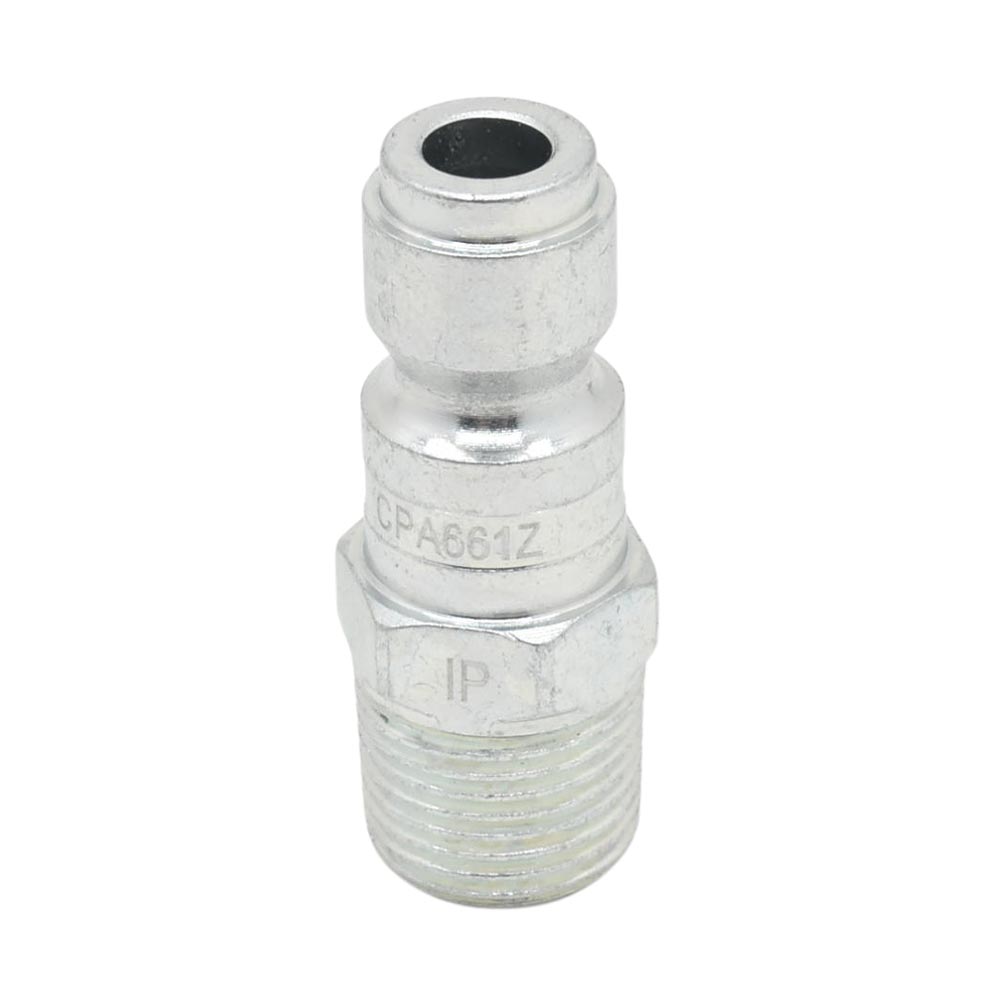 3/8" x 3/8" MPT Auto Coupler Plug - Silver - Display Pack