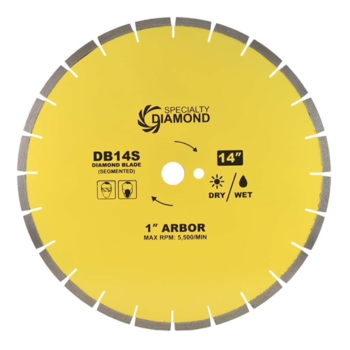 14" Segmented Concrete Diamond Saw Blade 1" Arbor