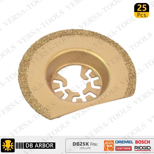 63mm Semi- Circular Carbide RASP, 8mm Offset Mount For a Perfect Flush Sanding / Grinding  Compatible with Fein Multimaster, Dremel, Bosch, Craftsman, Ridgid Oscillating Tools  / 25pk