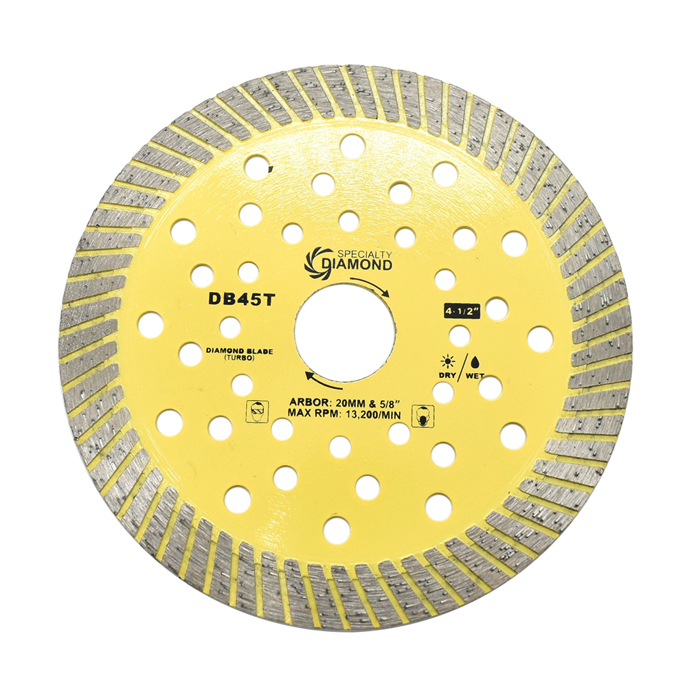 4.5" Turbo Diamond Blade  20mm (0.78") Arbor with 5/8" Brass Adapter Ring