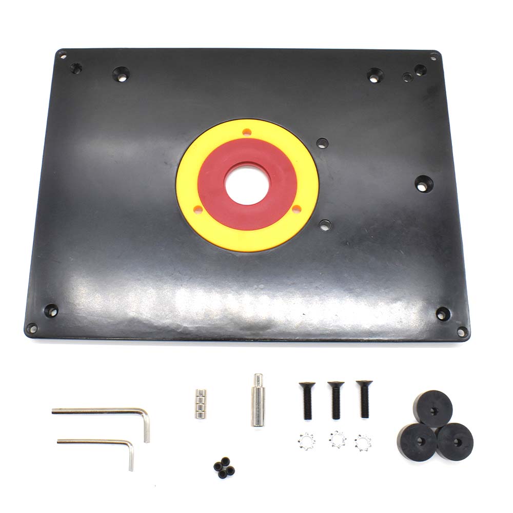 9-Inch x 12-Inch Router Table Insert Plate w/ Guide Pin & Snap Rings