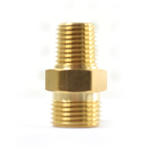 1/4" NPSM Male x 1/4" NPTF Male - Ball Seat Brass Adapter - Six Display Pack