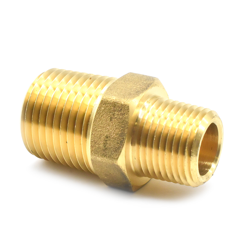 3/8"  x 1/2"" NPT Brass Hex Male Nipple - Single Display Pack