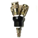 1/4" Aluminum Round Manifold w/3 x 1/4" Steel Industrial Couplers