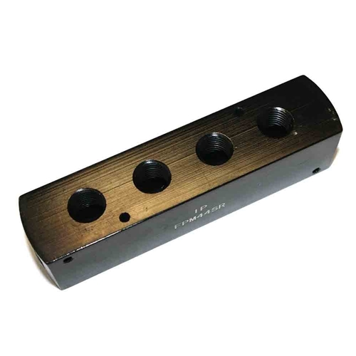 3/8" FPT x 1/4" FPT Aluminum Rectangle large  Manifold - 1 inlet - 4 Outlets - Single Display Pack