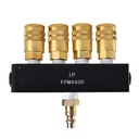 Aluminum Rectangular Manifold with Four 1/4" Brass Industrial Couplers & One 
3/8" Steel Industrial Plug Kit 