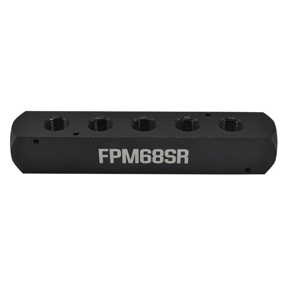 1/2" FPT x 3/8" FPT Aluminum Rectangle Large Manifold - 2 inlet - 5 Outlets - Single Display Pack