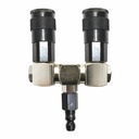 Double Swivel Manifold with Two 1/4" Steel Automotive Couplers & One 1/4" Steel Plug Kit