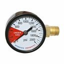 2"  0-2000 PSI 1/4" NPT Rear Mount CO2 Pressure Gauge (Right Side Mount)