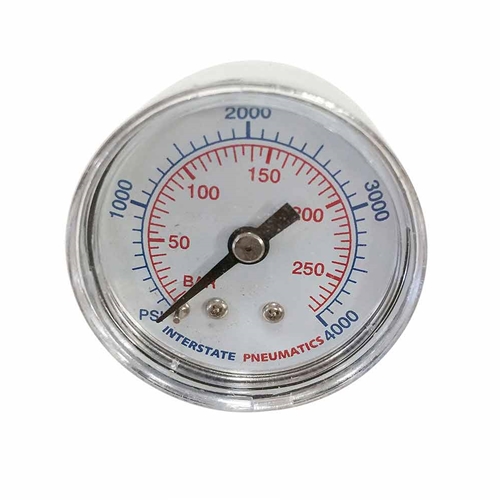 1-1/2"   4000 PSI - 1/8" NPT Rear Mount Pressure Gauge (Chrome Body w/Dual Pressure Ratings PSI & BAR)