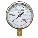 Oil Filled Pressure Gauge 2.5", 1/4" NPT Bottom Mount- 1500 psi