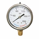 Bottom Mount Oil Filled Pressure Gauge 2.5", 1/4" NPT - 2000 PSI