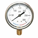 Oil Filled Pressure Gauge 2.5", 1/4" NPT Bottom Mount- 300 psi