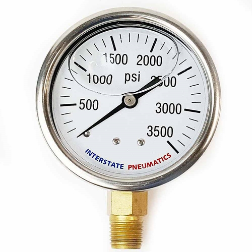 Oil Filled Pressure Gauge 2.5", 1/4" NPT Bottom Mount- 3500 psi