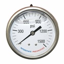 Oil Filled Pressure Gauge 2.5", 1/4" NPT Rear Mount- 1500 psi