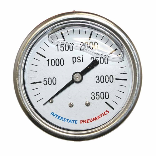 Oil Filled Pressure Gauge 2.5", 1/4" NPT Rear Mount- 3500 psi