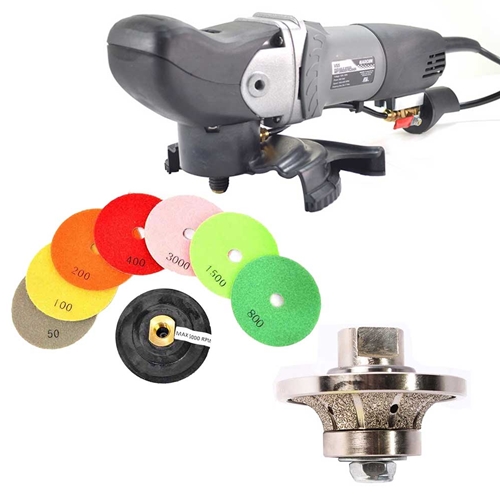 VS5 Variable Speed Wet Grinder Polisher, 3/8" Radius Diamond Profile Wheel and 8 pc 4" Diamond Polishing Pad Set
GH38GPSET