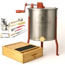 Beekeeping Beehive Kit includes 2 Frame Manual Honey Extractor, Frames, Foundations, Super Box, Uncapping Knife, Spacer, Brush, Frame Remover, Wood Handle Scraper, Decapping Roller, Stainless Steel Lifter / J-Hook Tool & Smoker