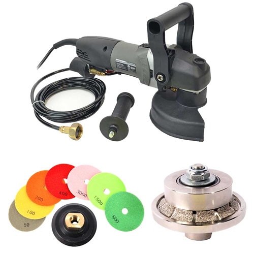 VSP5 5" Var Speed Polisher, 3/16" Radius Diamond Profile Wheel  and 8 pc 4" Diamond Polishing Pad Set