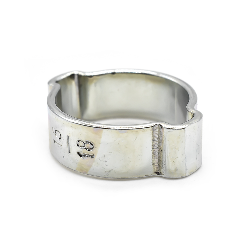 15-18 mm Double Ear Steel Hose Clamp, zinc plated  - 100/Pk