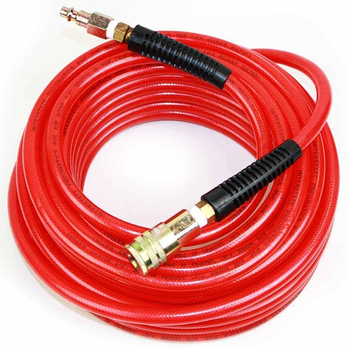 1/4" 50ft Red Translucent PVC hose Kit with 1/4" Steel coupler and plug