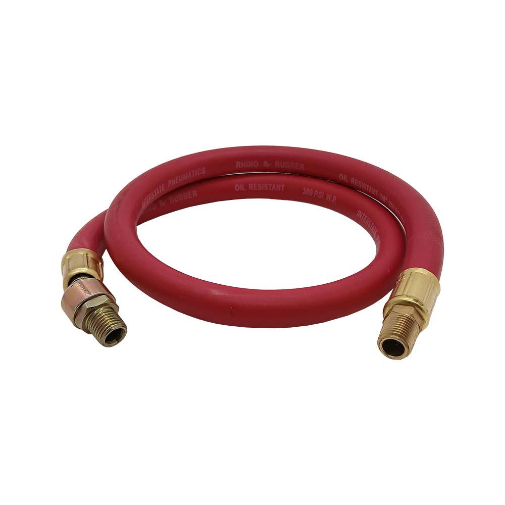 1/4" 3 ft Red Rubber Hose Whip with 1/4" Ball Swivel*