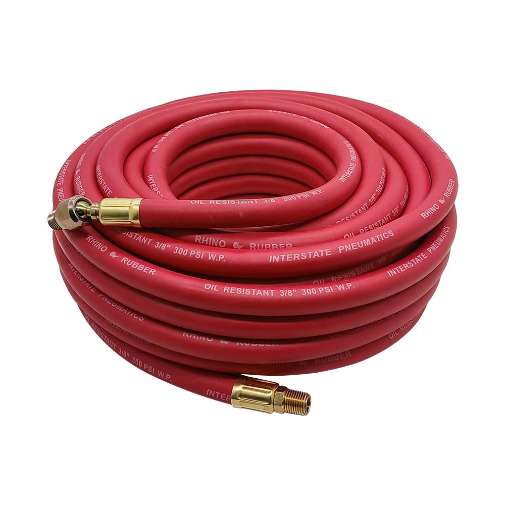 3/8" 100 ft Red Rubber Hose with 1/4" Ball Swivel fitting