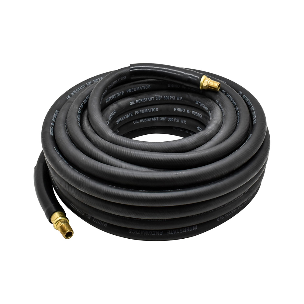 3/8" 25 ft Black Rhino Rubber Hose WP 300 PSI (1/4" NPT)