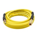 1/4" 25 ft Yellow Hybrid Polymer Hose With 1/4" Brass Industrial 6-Ball Coupler & Steel Plug