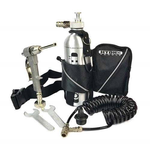  1/2" Chuck Hydro Handle, Quick Release Water Fittings, Recoil Hose, Hand Pump, Bottle w/Carrying Pouch in a Storage Box 
