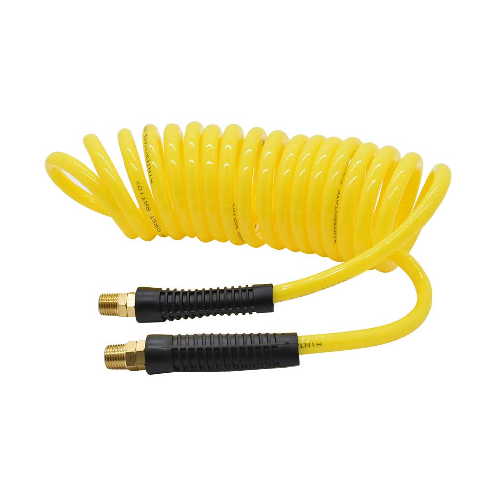 1/4" 10 ft long w/1/4" NPT Solid Fittings, Recoil Yellow PU Hose (HR54-010)