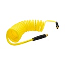1/4" 12 ft long w/1/4" NPT Solid Fittings, Recoil Yellow PU Hose