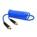 1/4" 15 ft long w/1/4" NPT Solid Fittings, Recoil Translucent Blue PU Hose